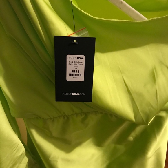 Hold Onto Love Satin Mini Dress - Lime - Picture 5 of 5